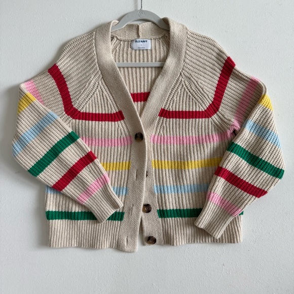 Old Navy Sweaters - Old Navy Women's Multicolor Striped Chunky Knit Sweater Cardigan Size M